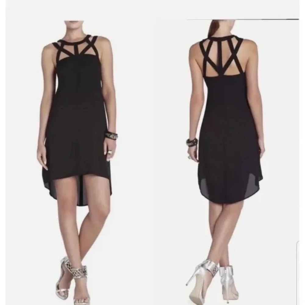 BCBGMAXAZRIA Black Strappy‎ Flowy Mini Dress Size XS Cocktail Party LBD Size XS
